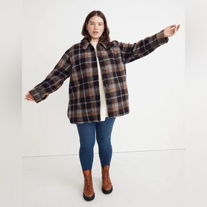 Madewell Wool/Alpaca Blend Belrose Shirt-Jacket in Cassel Plaid *NEW*